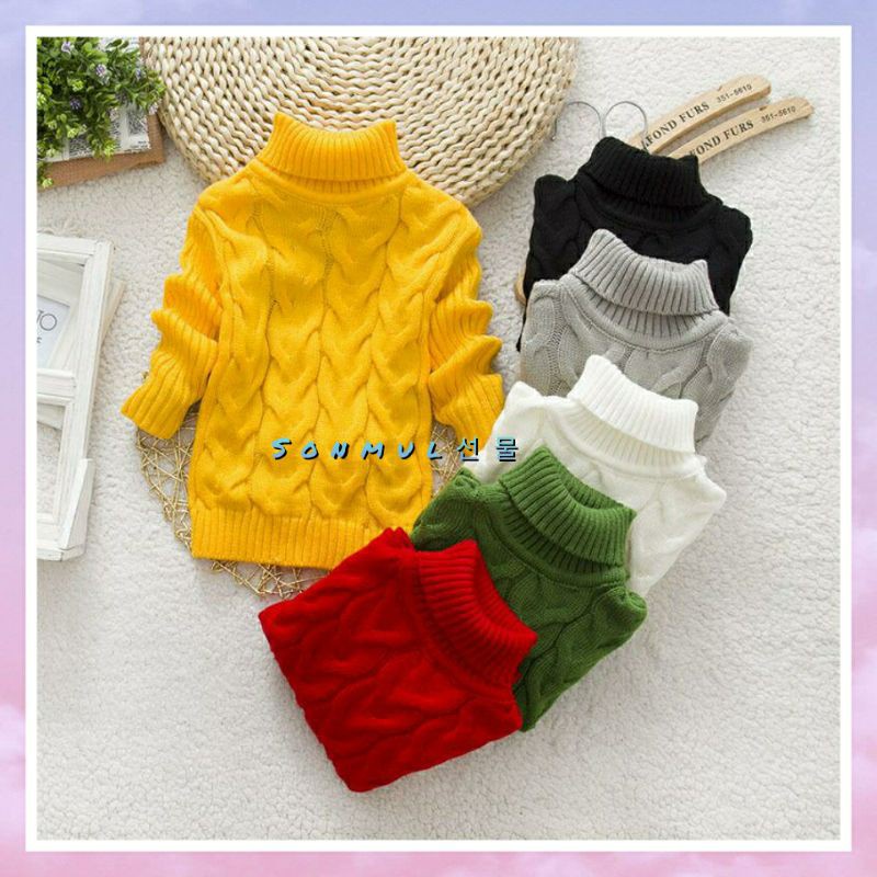 IMPORT KIDS THICK WINTER TURTLENECK KNIT SWEATER GIRL BOY JAKET RAJUT ANAK TEBAL MUSIM DINGIN