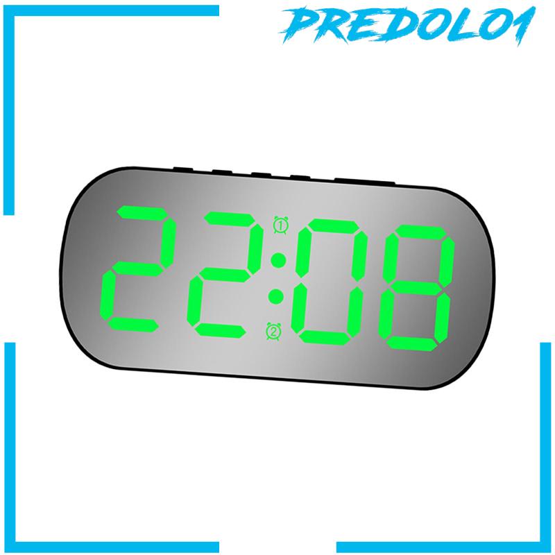 [Predolo1] Jam Weker Digital Mirrored Large Display 5jam LED Kecerahan Yang Dapat Disesuaikan