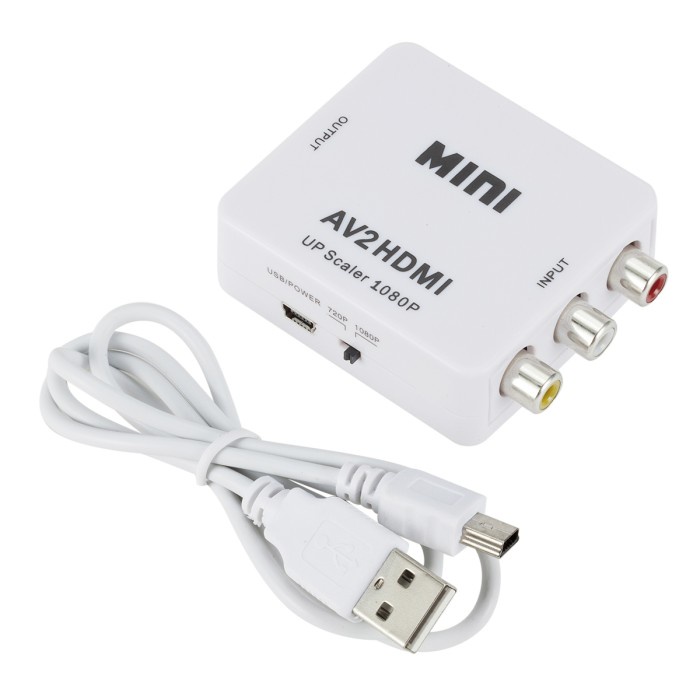 Converter MaxLine AV to HDMI Mini Adapter HD Video + USB Power