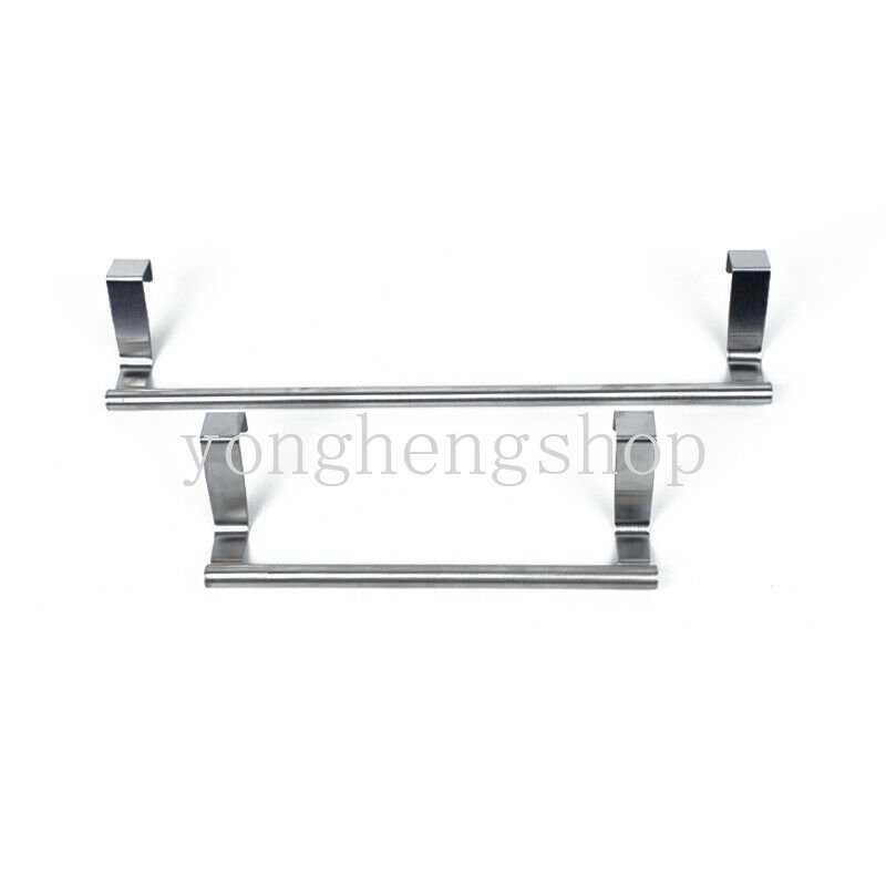 2ukuran Rak Handuk Stainless Steel Bar Over Door Gantungan Hook Lemari Dapur Rak Rak Kamar Mandi Tempat Handuk Berdiri Organizer Rumah