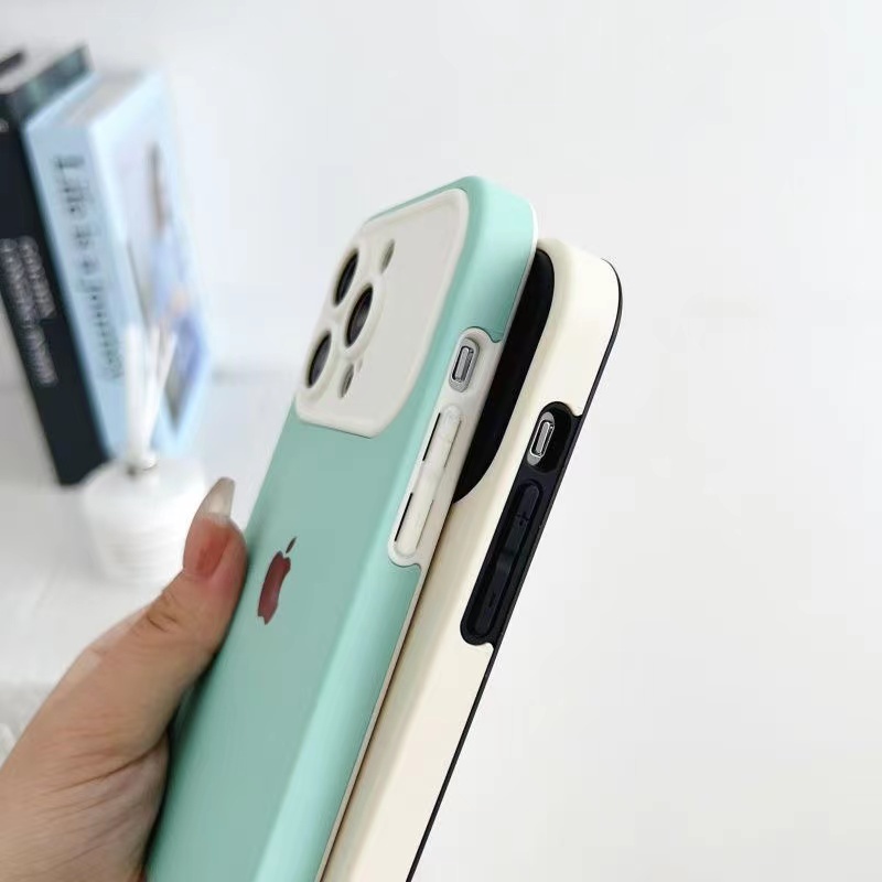 IPHONE Baru Silikon Jendela Besar Warna Senada 2-in-1 Shockproof Dan Anti Drop Phone Case Cocok Untuk Iphone11 12 13 14 Pro Max X Xs Max Xr Case Cover