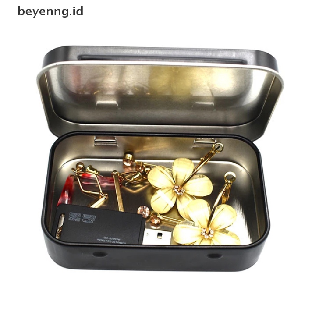 Beyen Small Empty Metal Tin Flip Storage Pill Box Case Organizer Untuk ID Kunci Permen