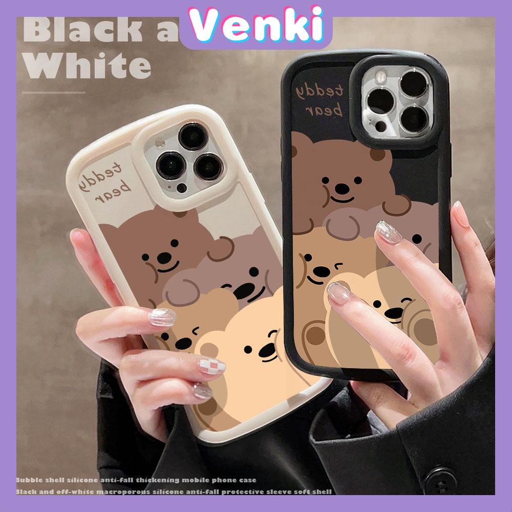 Case iPhone 11 Pro Max TPU Soft Case Frosted Bubble Case Black White Cute Cartoon Bears Camera Protection Shockproof For iPhone 14 13 12 11 Plus Pro Max 7 Plus X XR