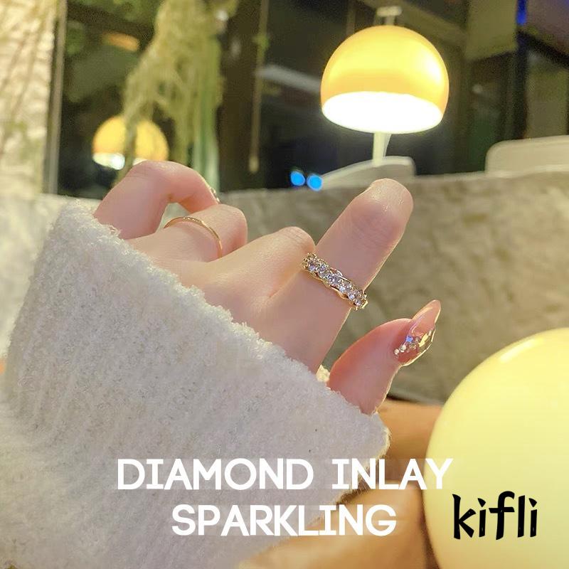 [KD] Cincin Berlian Canggih Cahaya Mewah Wanita Desain Fashion Pribadi Pembukaan Cincin Yang Dapat Disesuaikan