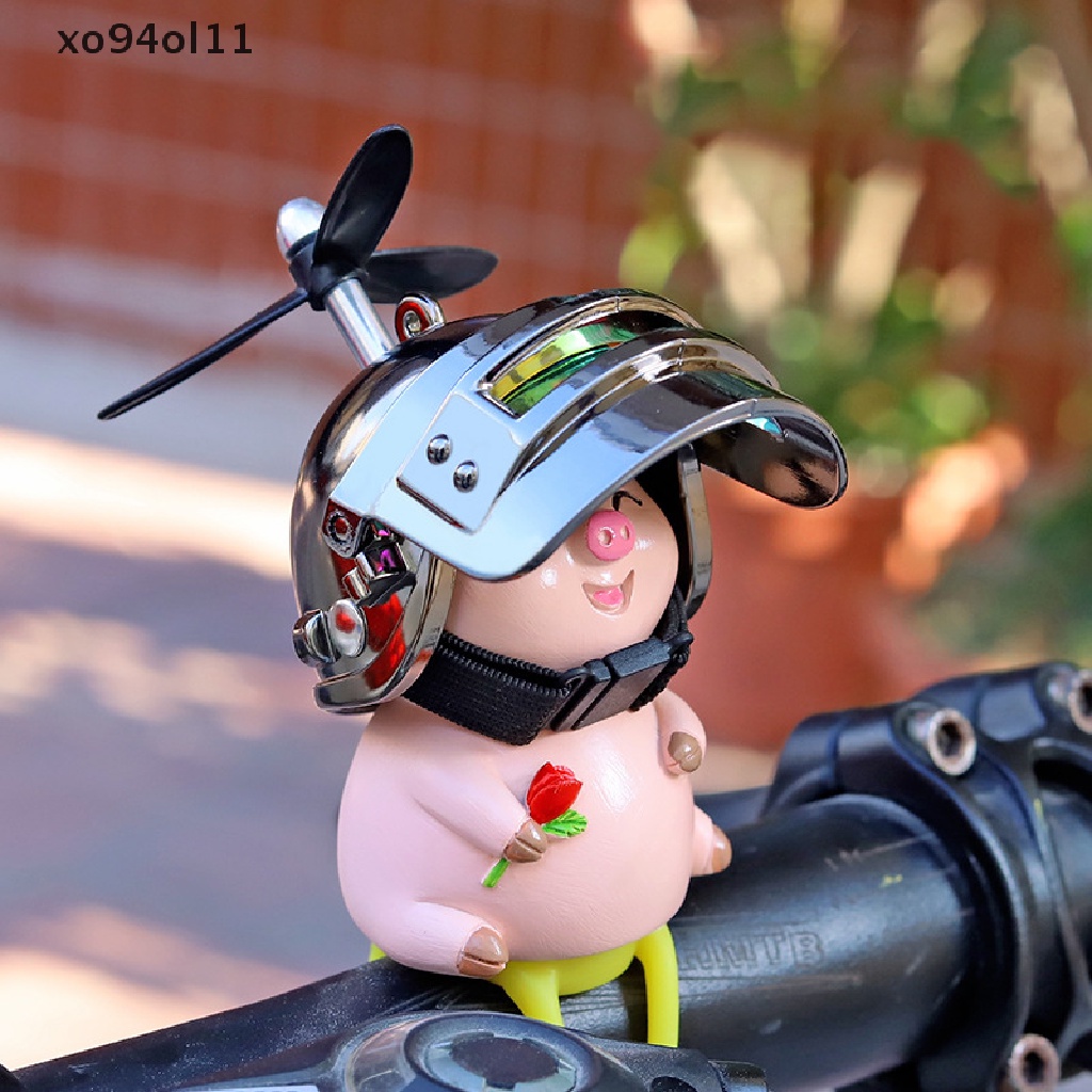 Xo Mobil Babi Pink Lucu Dengan Helm Baling-Baling Penahan Angin Bebek Tali Set Sepeda Motor Helm Bersepeda Mobil Decor Aksesoris OL