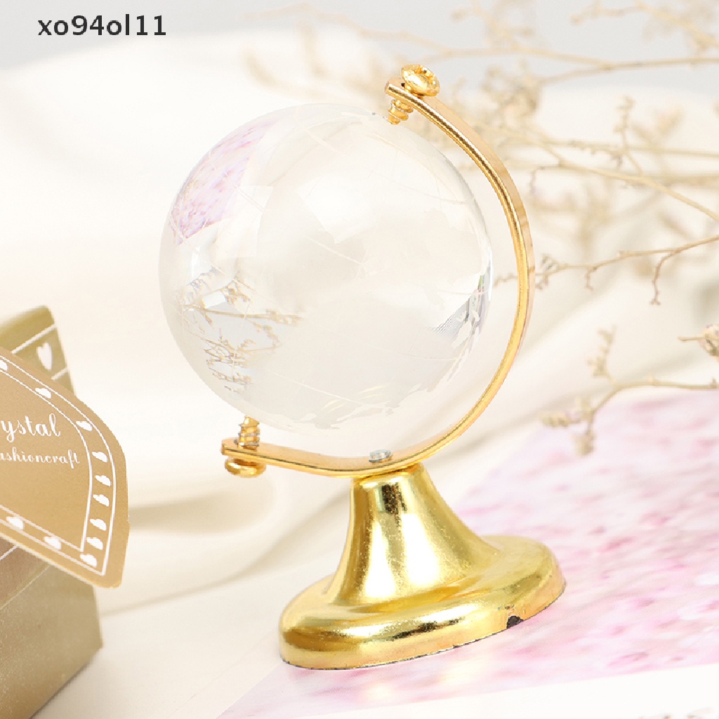 Xo Gold Stand Crystal World Globe Perlengkapan Rumah Tangga Brithday Gift Dengan Kotak Hias OL