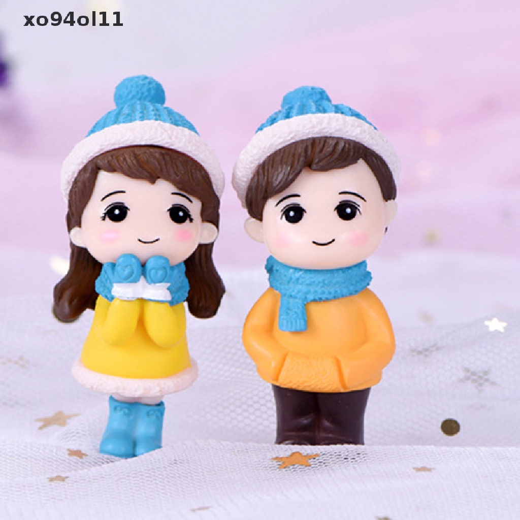 Xo 2pcs/set Boneka Pecinta Mini Model Angka Patung Taman Peri Lanskap Mikro OL