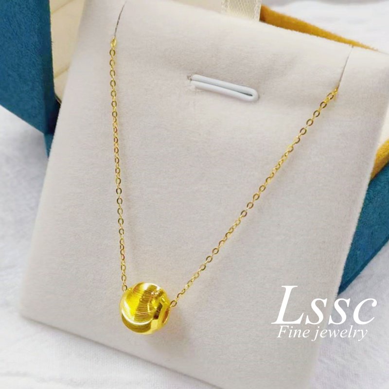 Kalung Titanium Bola Emas 18K Anti Karat Keberuntungan Cantik Korea Aksesoris Wanita Perhiasan Fashion