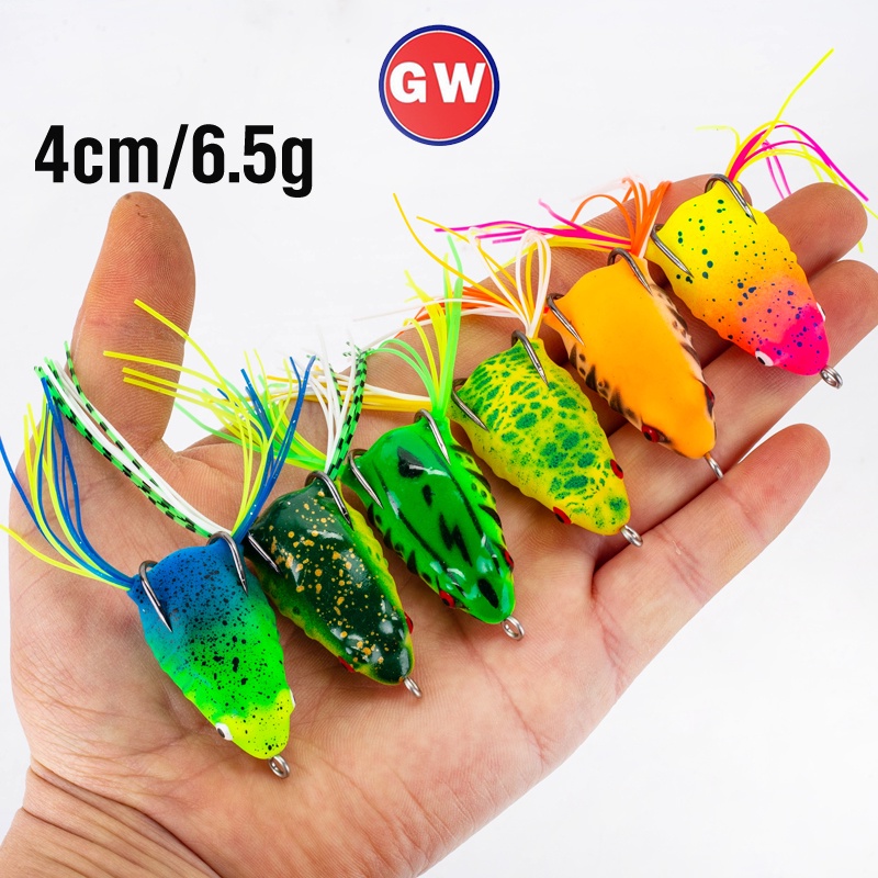 6warna 4cm/6.5g 3D Mata Soft Frog Lure Plastik Casting Mengambang Umpan Mini Kodok Topwater Snakehead Memancing Umpan Dengan Ekor Buatan Casting Umpan
