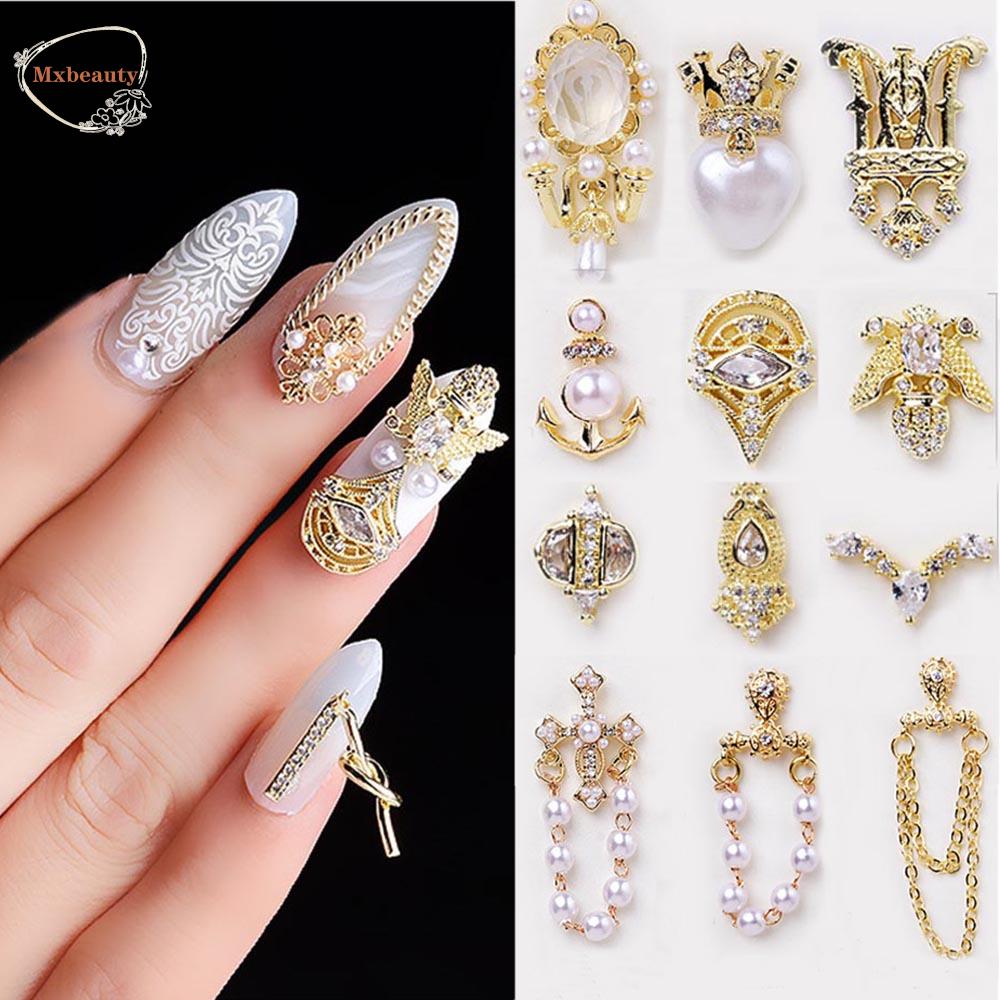CHARMS Mxbeauty Manik-Manik Kristal Zircon Mutiara Imitasi 3d Dekorasi Nail Art / Manicure Diy