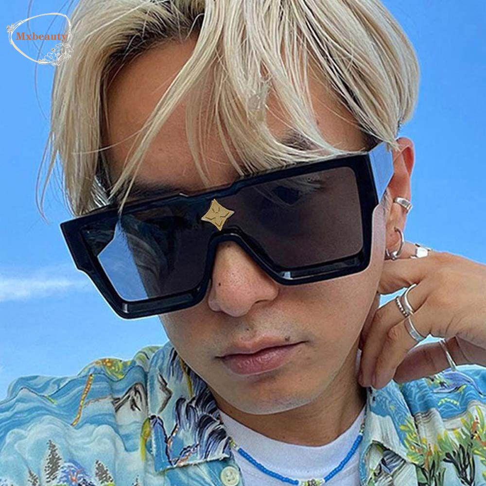 Mxbeauty Kacamata Hitam Pria Hip Pop Fashion Cowok Oversized Motif Leopard Metal Sign Hitam Jutawan Abu Korea Kaca Mata Matahari