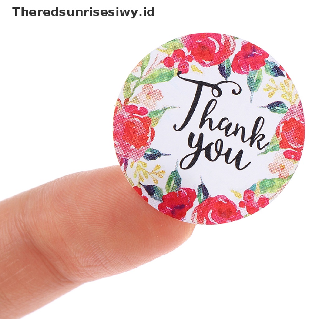 # Kado Mom &amp; PAPA DIY # 500pcs Stiker Thank You Label Segel Dengan Bunga Untuk Pesta Pernikahan~