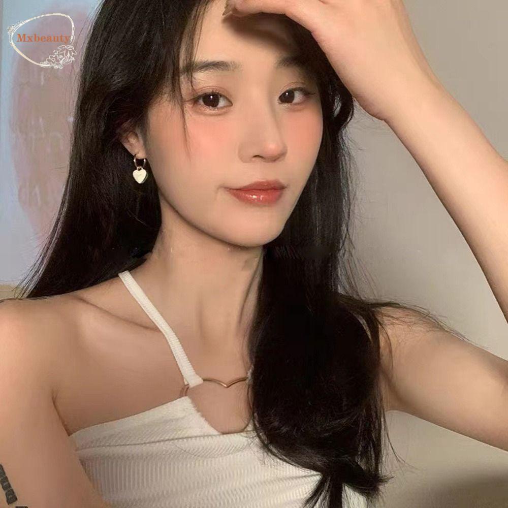 Mxbeauty Anting Menjuntai Wanita Fashion Perhiasan Desain Sederhana Warna Putih Manis Warna Hijau Bentuk Kubus Enamel Alloy Fashion Hoop Earrings