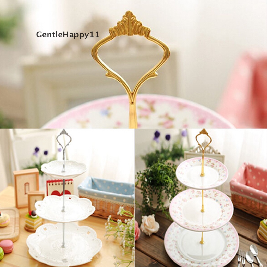 Gentlehappy 1set 3atau 2tingkat Piring Kue Stand Handle Fitg Hardware Rod Plate Stand id