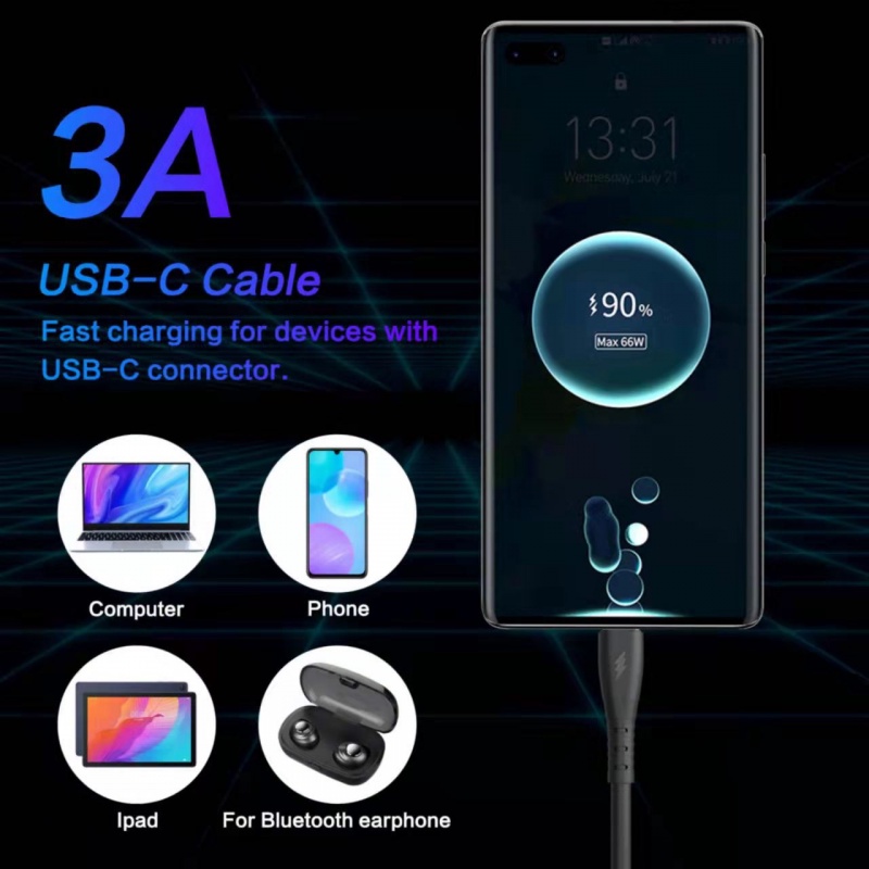 Kabel Karet Hitam Putih 1M fast charging Untuk Apple Android Kabel data fast charging