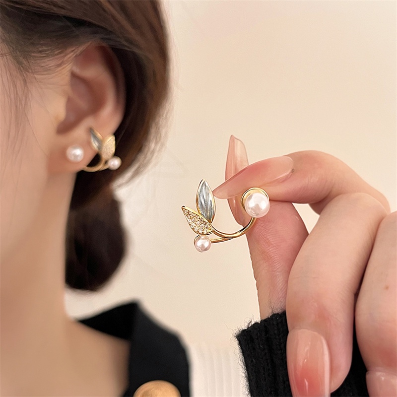 Anting Mutiara Ekor Mermaid Mewah Putri Gadis Manis Ear Studs Aksesori Telinga