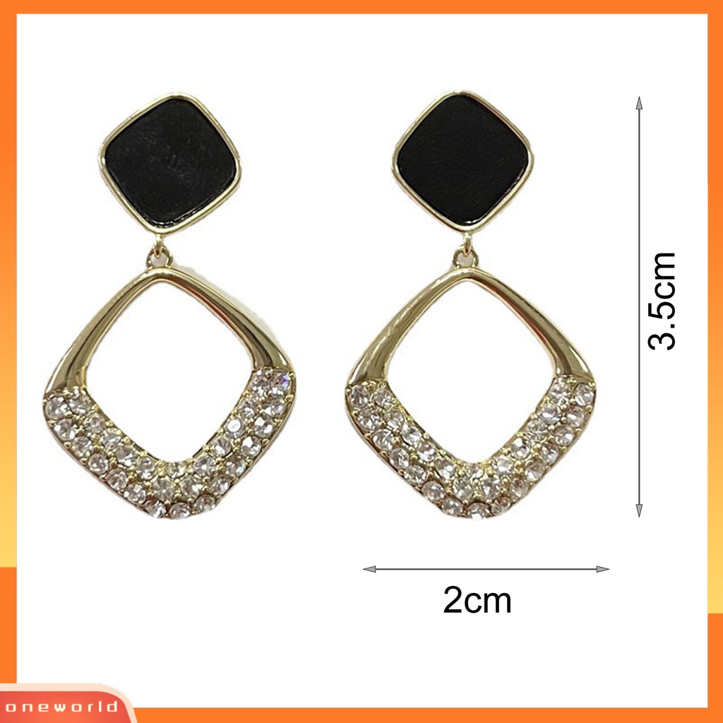 [EONE] 1pasang Drop Anting-Anting Geometris Berongga Keluar Mengkilap Berlian Imitasi Bertatahkan Berkilau Berdandan Hadiah Ulang Tahun Wanita Belah Ketupat Liontin Anting Perhiasan Aksesori Fashion