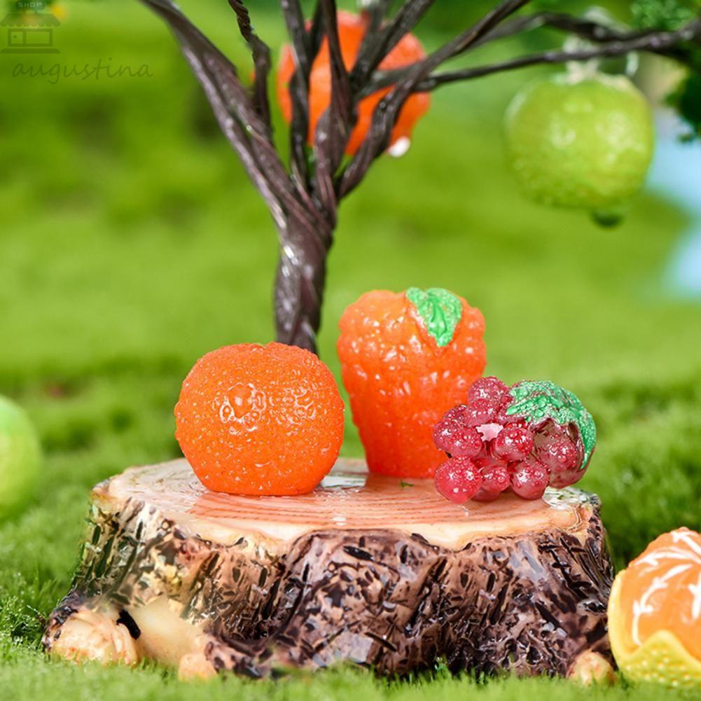 Agustina Buah Miniatur 5pcs/pack Indah Lanskap Mikro DIY Orange, Anggur, Berry Rumah Boneka Buah Palsu