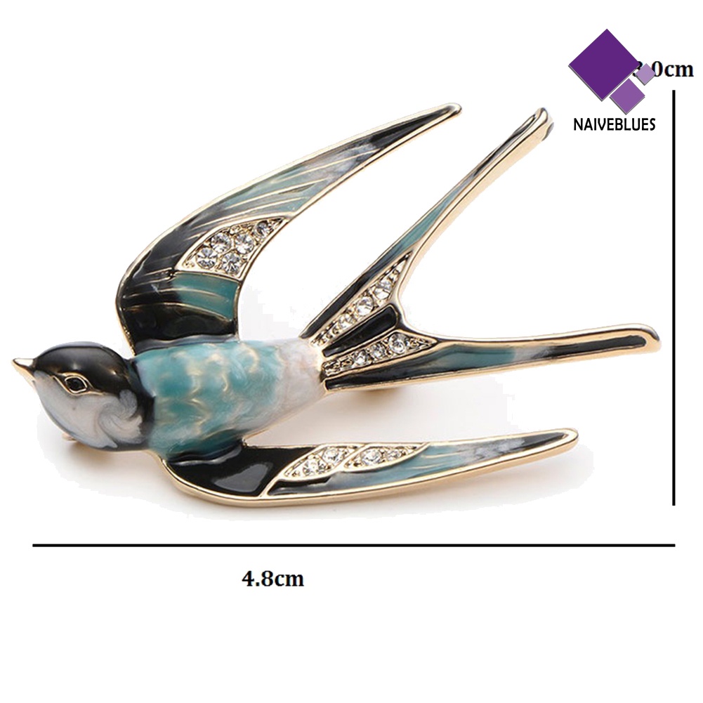 &lt; Naiveblues &gt; Fashion Wanita Enamel Burung Walet Kerah Bros Lapel Pakaian Perhiasan