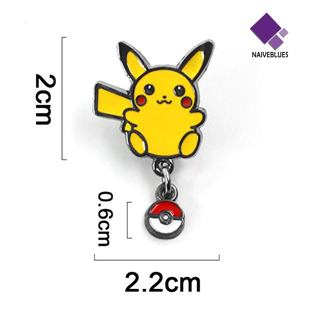 &lt; Naiveblues &gt; Logam Mini Unisex Pikachu Pokemon Bros Pin Selendang Klip Lencana