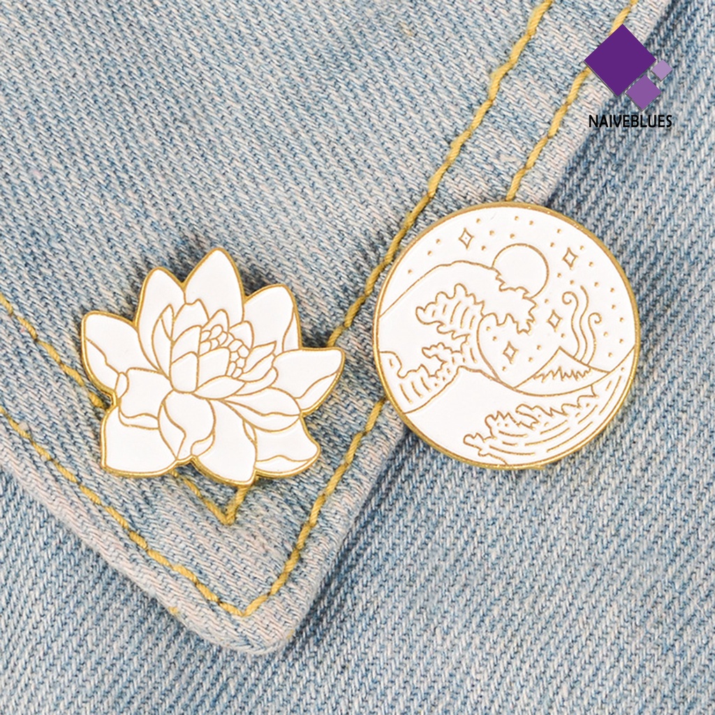 &lt; Naiveblues &gt; Lotus Bros Pin Vintage Dekorasi Alloy Lotus Enamel Brooch Pin Pesta