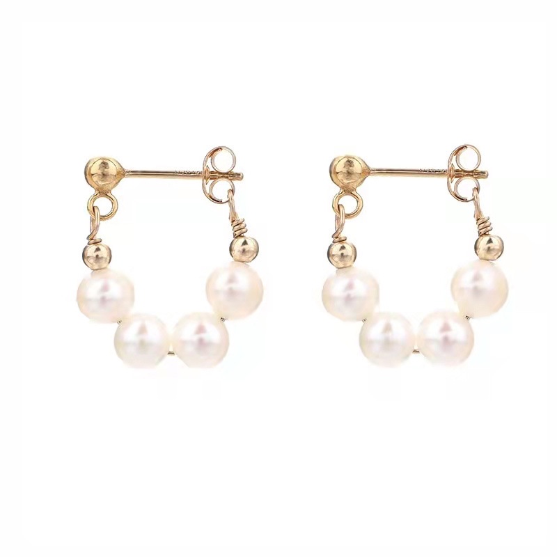 Anting Tusuk Mutiara Emas Elegan Untuk Wanita Hypoallergenic Fashion Earring Perhiasan Aksesoris