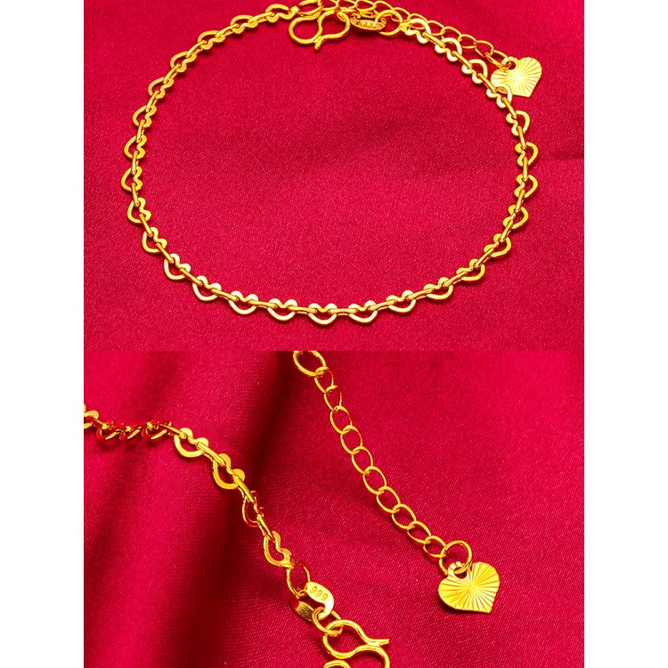 Goldkingdom Perhiasan Fashion 24K Bangkok Aksesoris Ready Stock Wanita Cinta Gelang Tipis Gelang Grosir Berlapis Emas Vakum Gelang