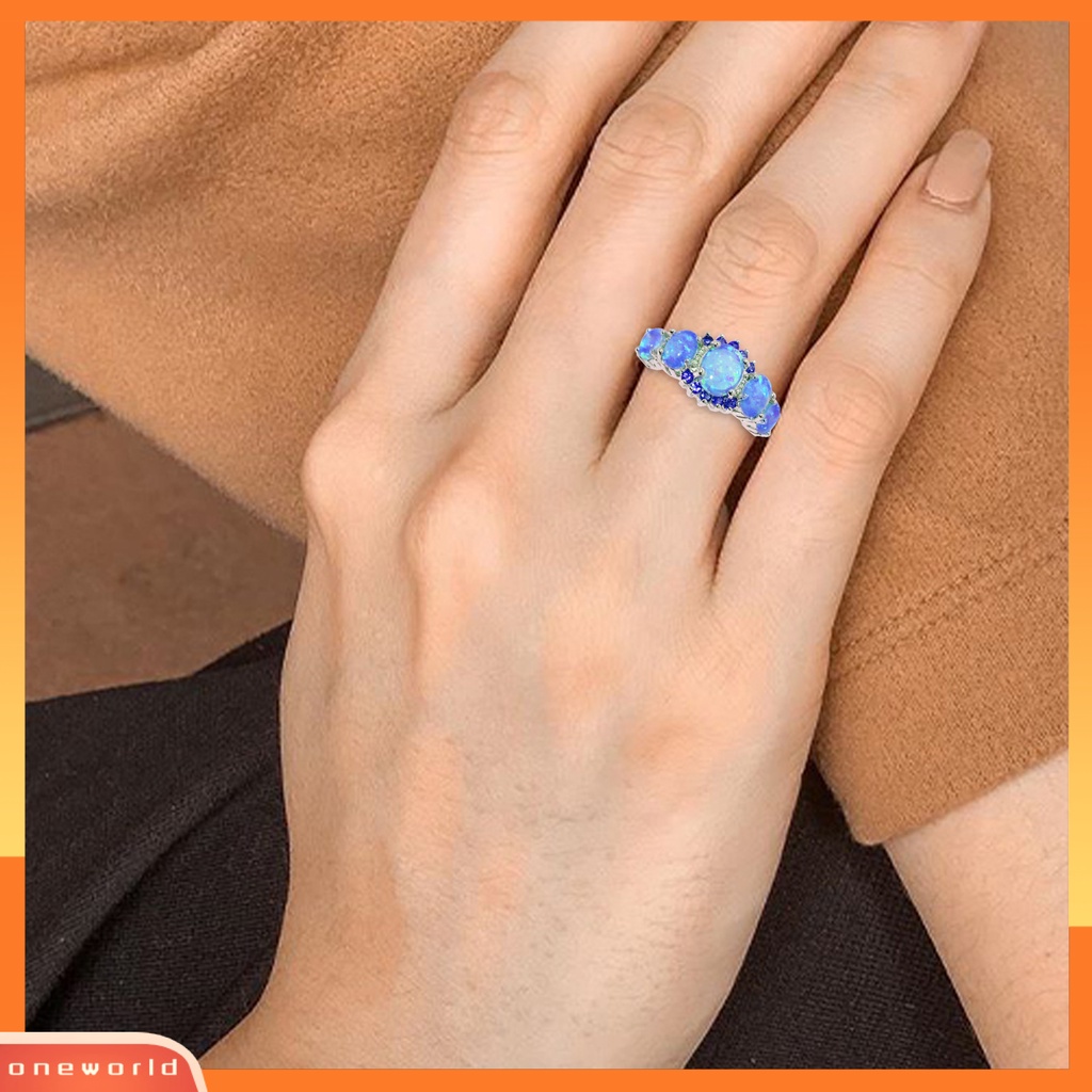 [EONE] Cincin Wanita Geometris Perhiasan Permata Imitasi Electroplating Bright Luster Ring Untuk Pernikahan