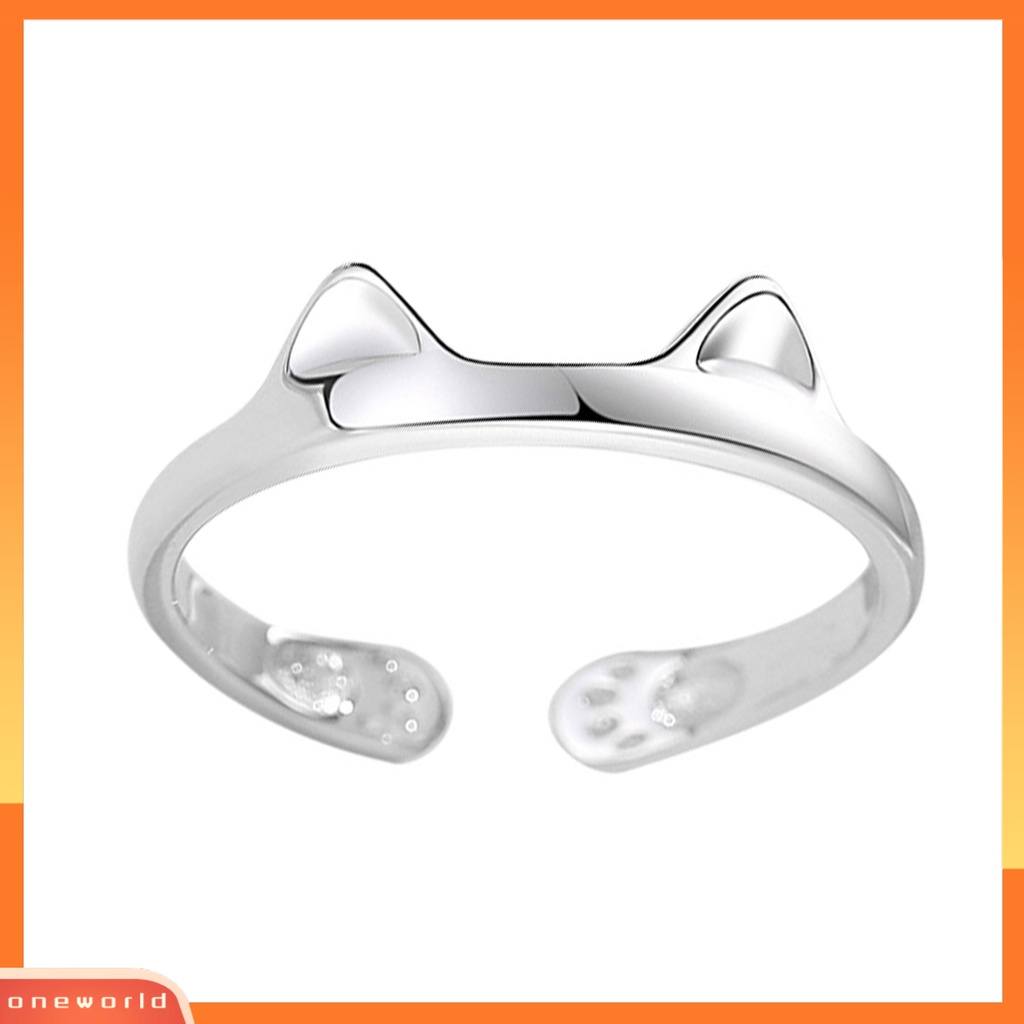 [EONE] Cincin Couple Telinga Kucing Plating Dekorasi Perhiasan Pembukaan Adjustable Finger Ring Untuk Pakaian Sehari-Hari