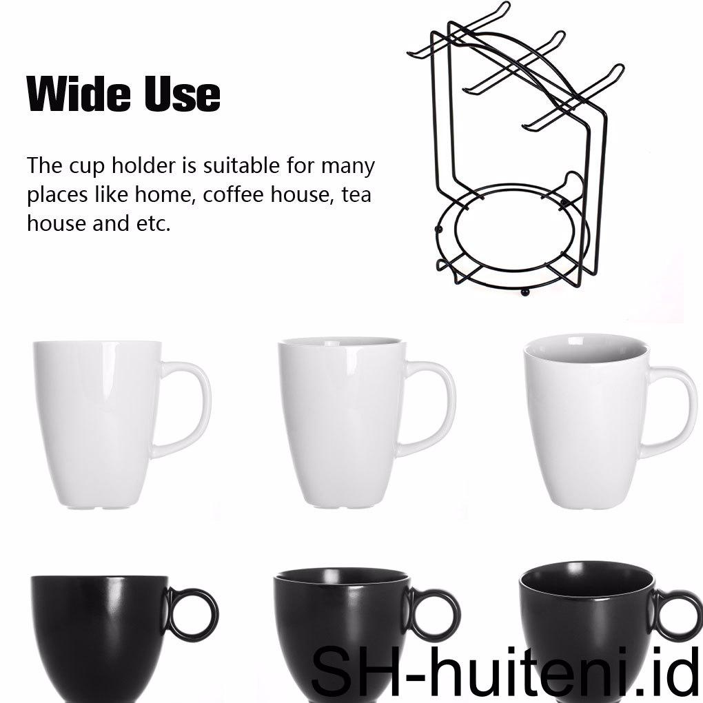 Tempat Gelas Kopi Stainless Steel Portable Anti Korosif 6kait Rumah Dapur Cafe Mug Piring Stand Base Aksesoris