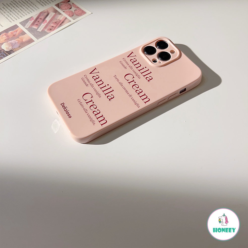 IPHONE Pink Sederhana Shell Wine Pink Huruf Gadis Ponsel Case Untuk Iphone14 13 12 11 Pro Max Case Lucu Manis Kartun Soft Cover