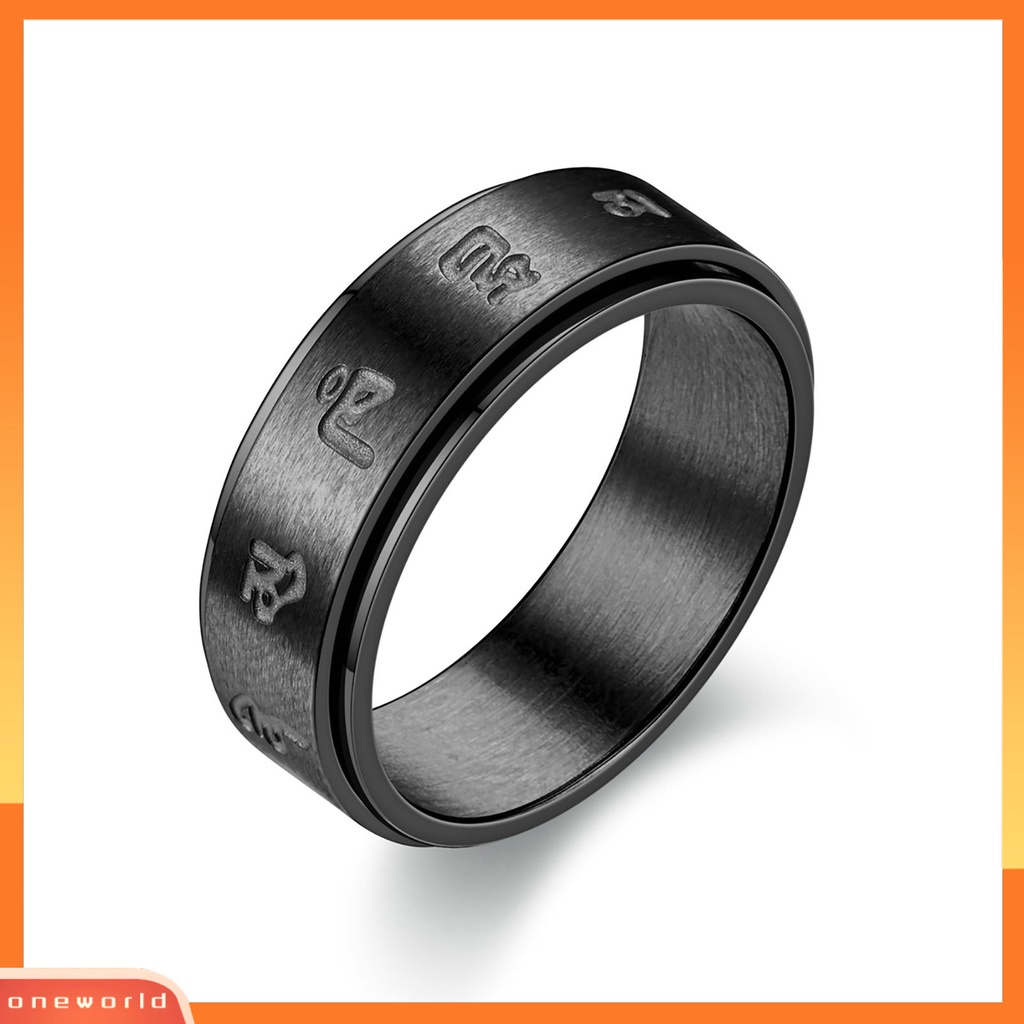 [EONE] Pasangan Cincin Retro Dapat Diputar Stainless Steel Terukir Dipoles Stress Relief Kasual Wanita Pria Jari Cincin Fashion Perhiasan