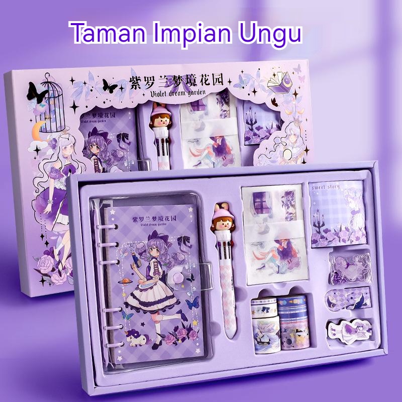 【Penjual Lokal】R.B.C Stiker Lucu 1 Set Box Diary Book Set Korea Style Cute Stickers Set Buku Catatan Harian Paket Murah Buku Harian Alat Tulis Estetik Lettering Book Lettering Pen Gadis Cantik Hati Buku Stiker Hadiah Mengatur