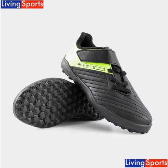 Sepatu Bola Futsal Anak Kids Rip Tab Turf Football Boots 100 Easy TF Black Yellow