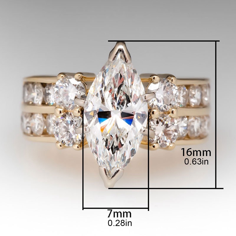 Cincin Fashion Kristal Marquise Cubic Zirconia Untuk Wanita Pesta Upacara Pernikahan Mewah Aksesoris Perempuan Perhiasan Modern