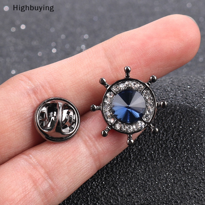 Hbid Fashion Berlian Imitasi Jangkar Kemudi Bros Kemeja Pria Lencana Kerah Pin Bros Untuk Aksesoris Wanita Glory