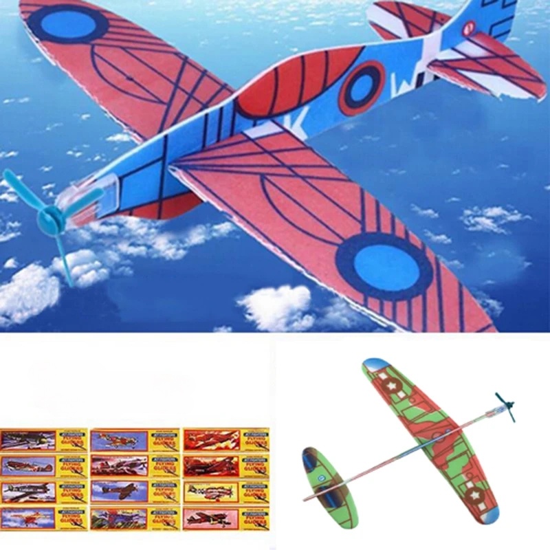 [Warna Random] Mainan Pesawat Busa Handmade DIY/Mainan Anak Model Game/Kreatif Menyenangkan Outdoor Flying Glider