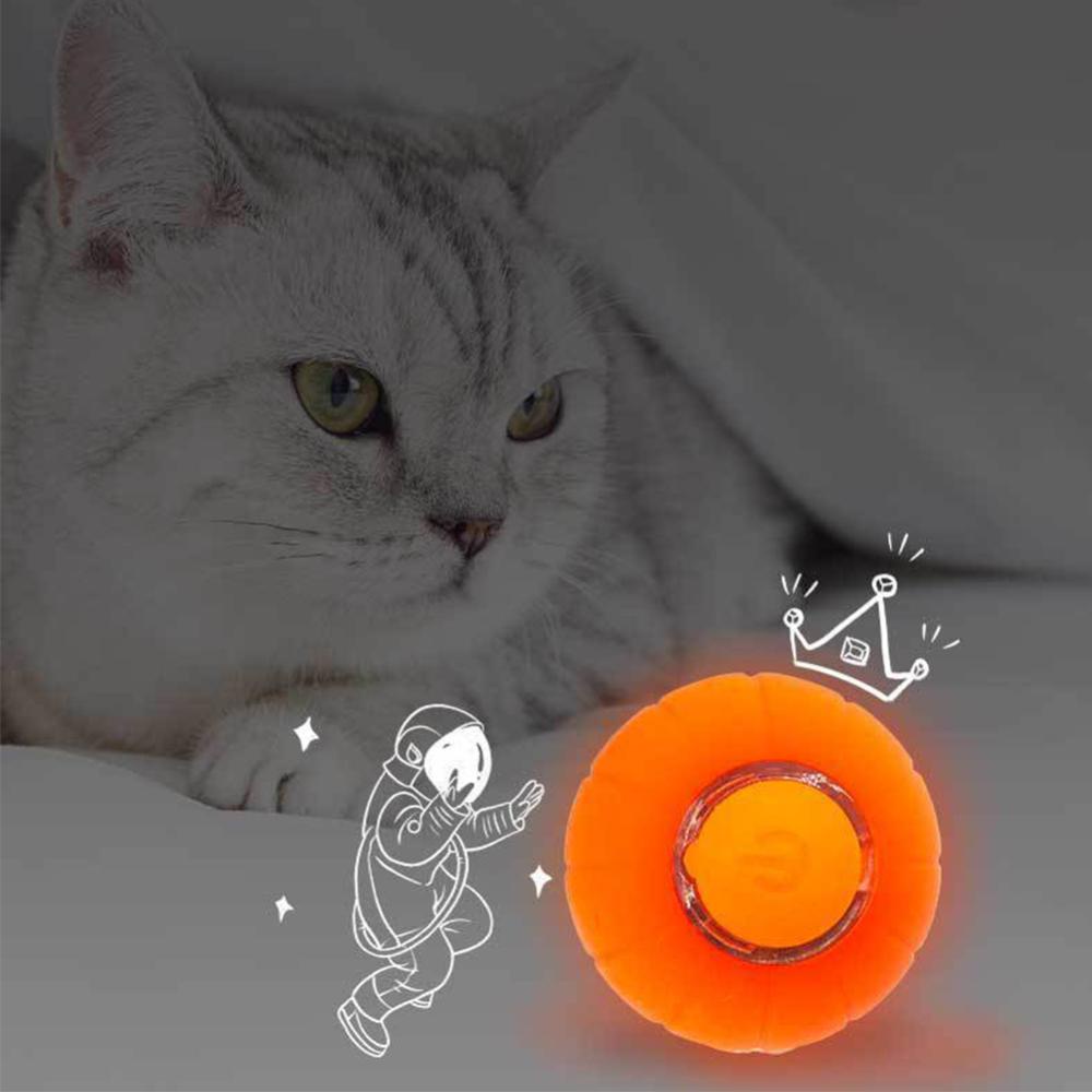 Timekey Mainan Kucing Pintar Bola Rolling Otomatis Dengan Cahaya Kucing Elektrik Mainan Interaktif Kitten Training Self-moving Indoor Play Toys C4M3