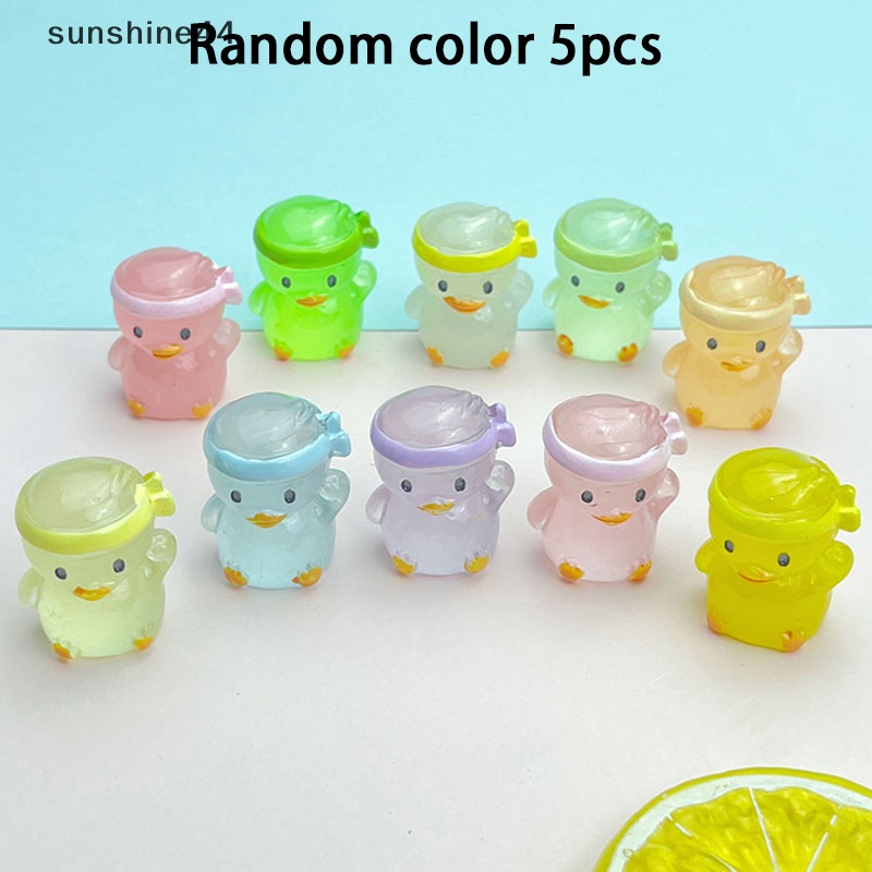 Sunshine 5pcs Bebek Resin Bercahaya Mini Glow in The Dark Miniatur Ornamen Bebek Kecil ID