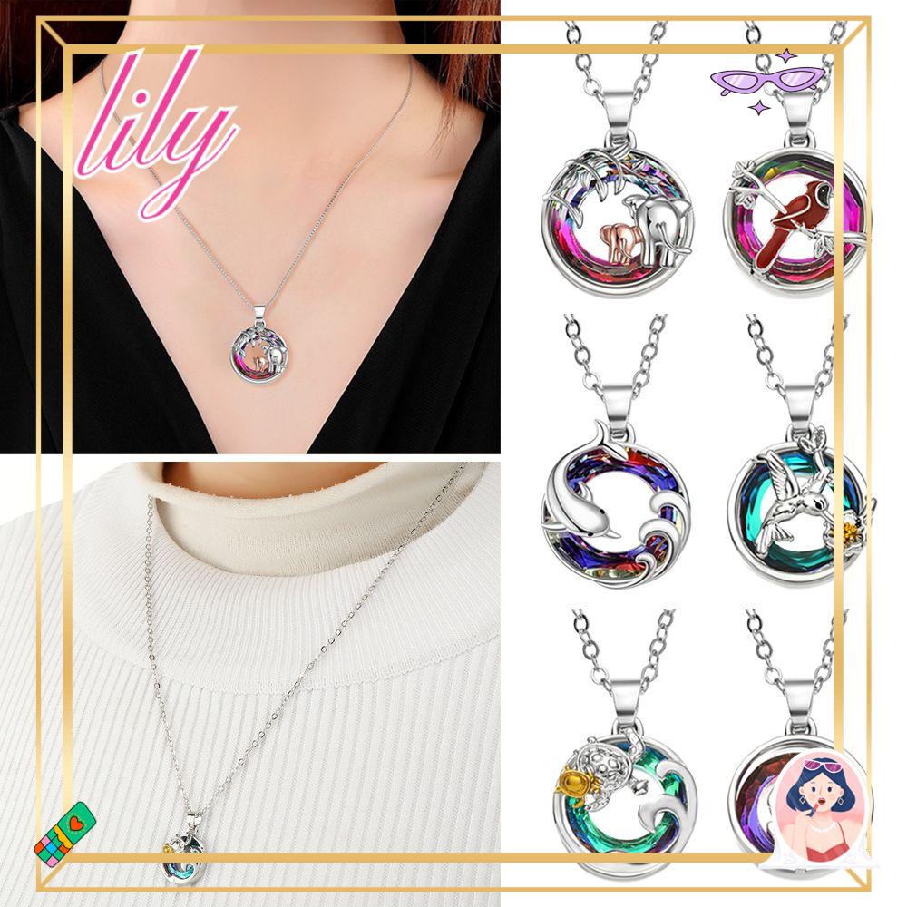 Lily Kristal Kalung Ulang Tahun Valentine Hari Gajah Rubah Perhiasan Hadiah Hummingbird925 Sterling Silver