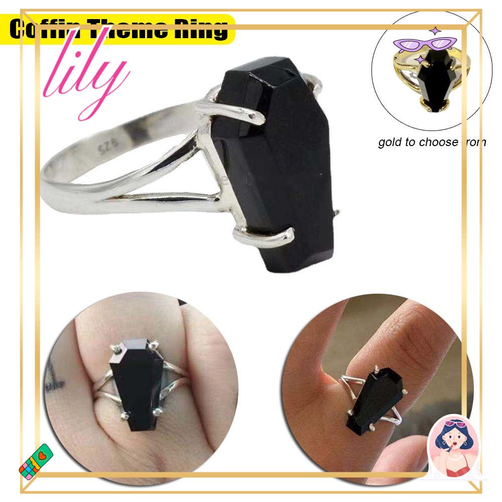 Lily Cincin Peti Mati Vintage Dekorasi Pesta Hadiah Perhiasan Gaya Punk Gothic