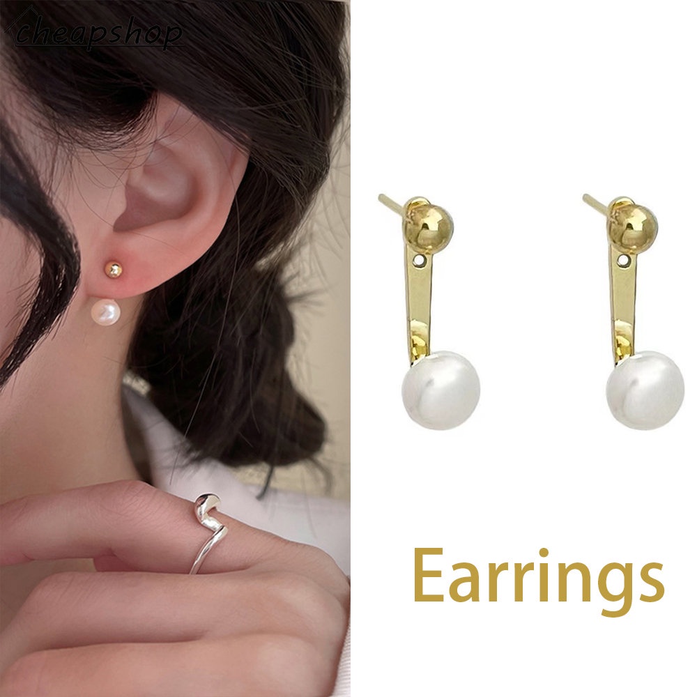 Ifyou Anting Mutiara Emas Aesthetic Stud Earring Untuk Wanita Retro Aksesoris Perhiasan