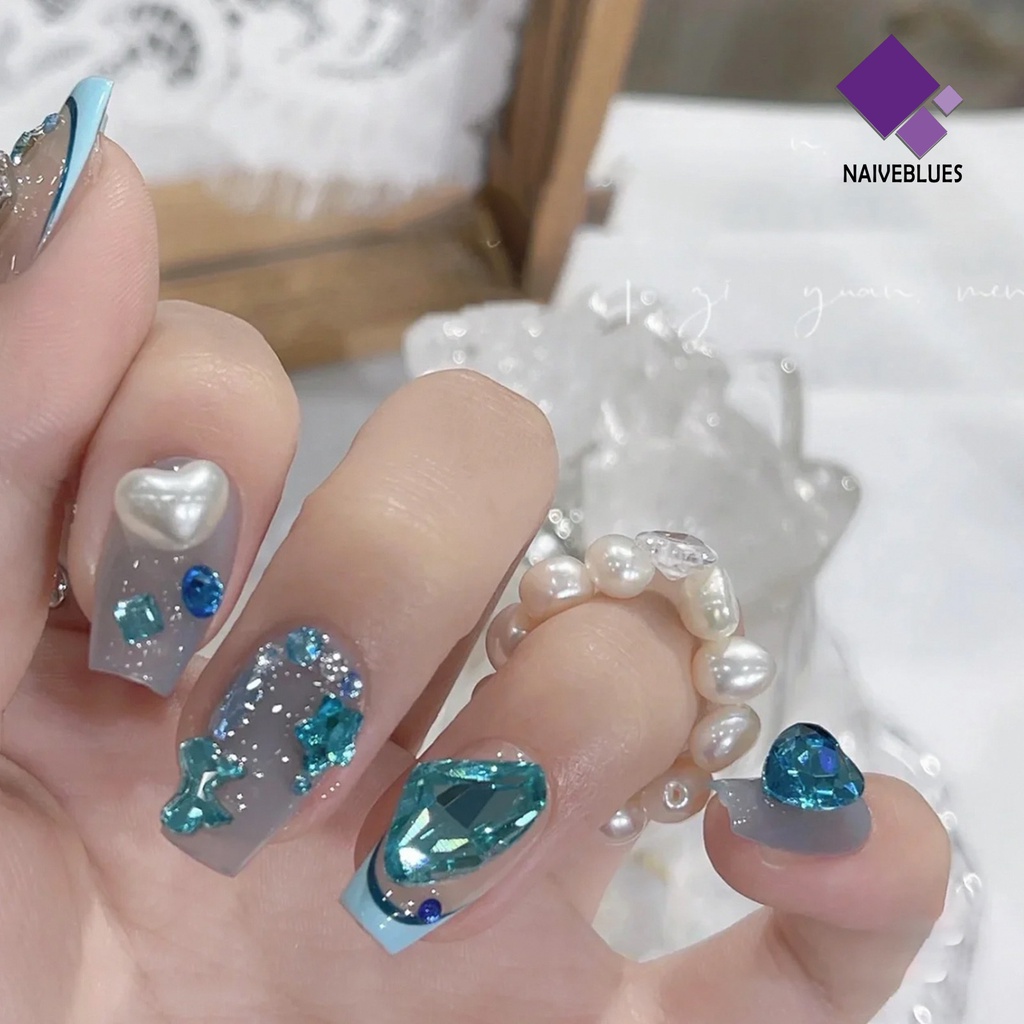 [naiveblues] Nail Art Rhinestones 3D Efek Glittery DIY Kerajinan Ukuran INS Kristal Hati Tidak Teratur