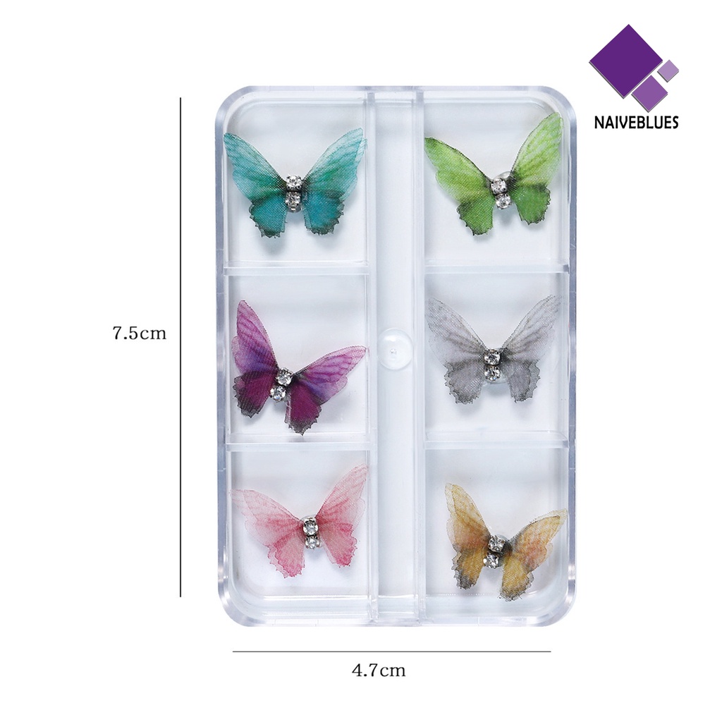 [naiveblues] 6pcs Dekorasi Kuku 3D Tampil Realistis Warna Vibrant Efek Visual Kuku Aplikasi Dapat Dilepas