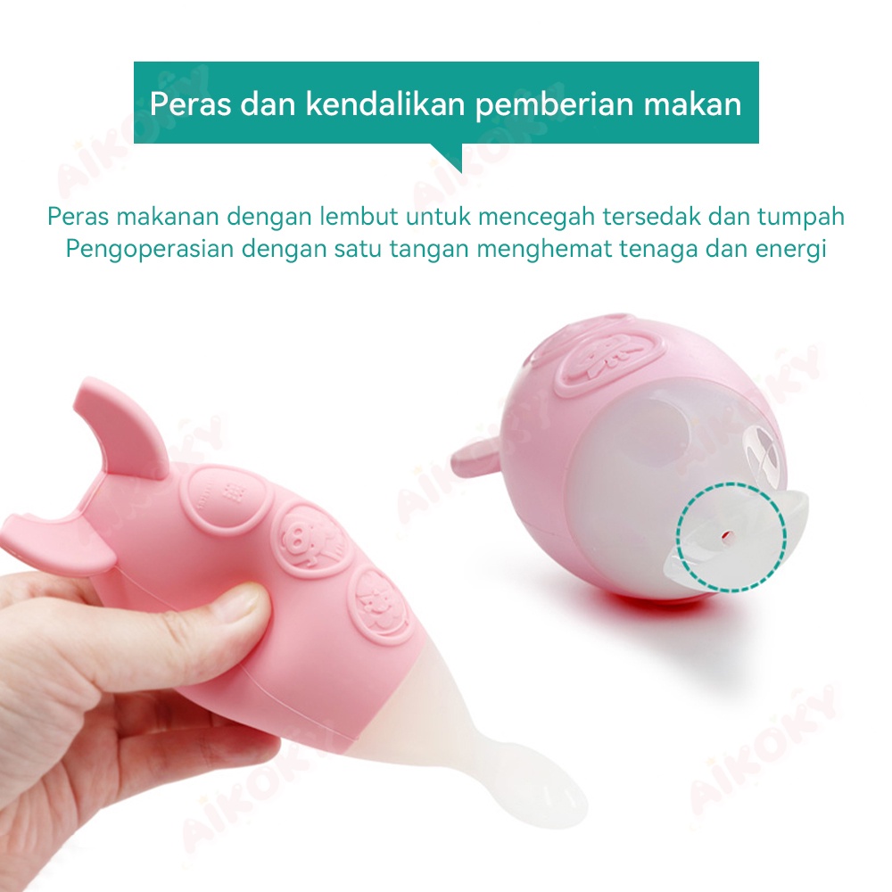 Aikoky Sendok Silikon Bayi / Training Spoon Baby / Sendok Botol Mpasi Bpa Free