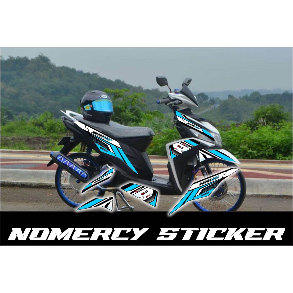 cod/sticker STICKER STRIPING VARIASI YAMAHA MIO M3 WARNA BIRU HITAM PUTIH variasi striping