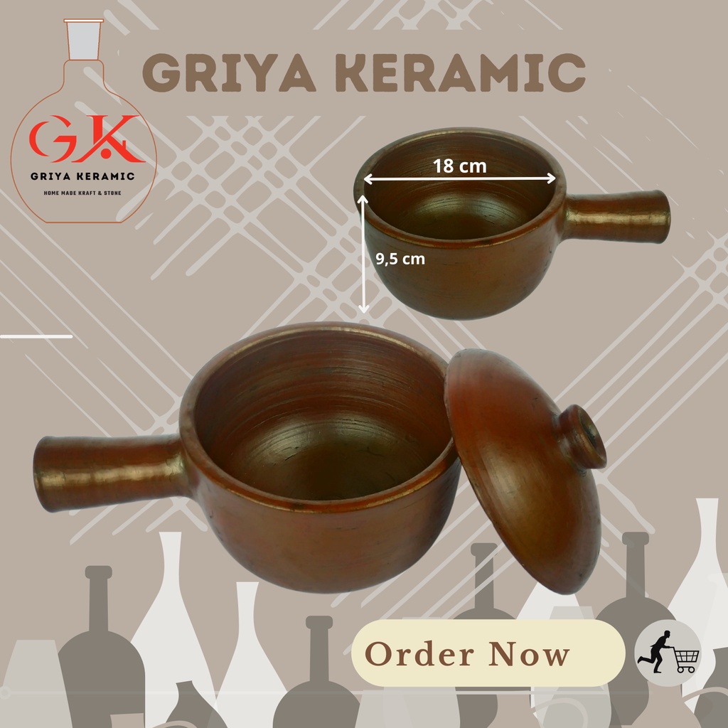 Panci gagang gerabah atau teplon jamu rebus | Halus anti jamur #18 cm