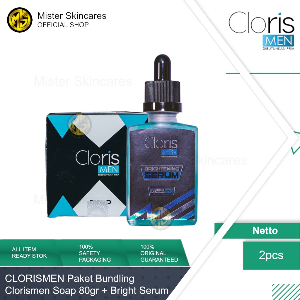 Clorismen Paket Bundling Sabun Cuci Muka 80gr &amp; Brightening Serum 30ml - Bersih Cerah Maksimal