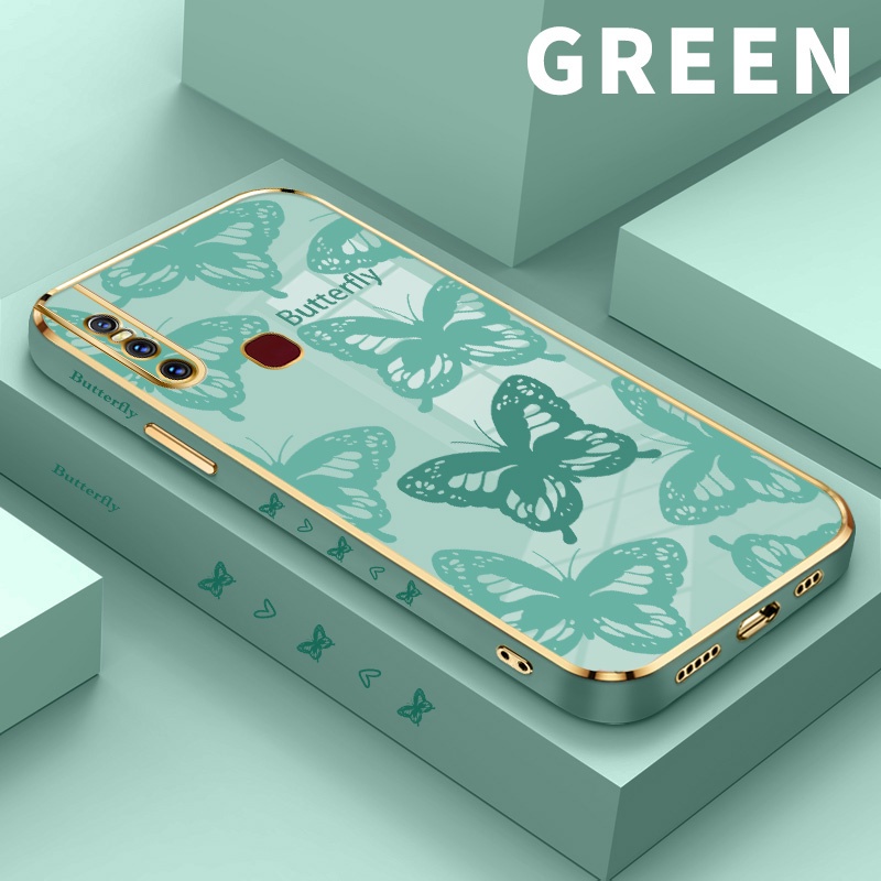 Case Casing Hp For Vivo S1 V15 Pro V19 V20 SE Y70 2020 2021 Softcase Butterfly Bayangan Hitam Manis 