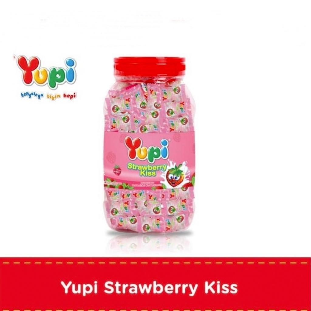 

YUPI ATRAWBERRY KISS KEMASAN JAR 300 gram ( HARGA PER JAR )